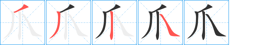 爪的笔顺分步演示图