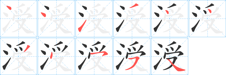 涭的笔顺分步演示图