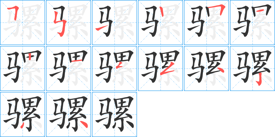 骡的笔顺分步演示图