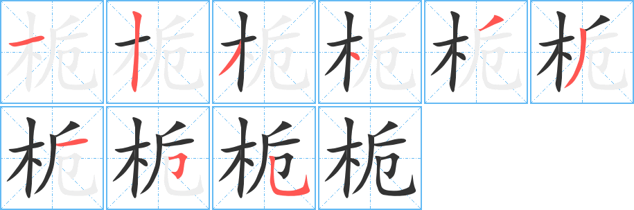 栀的笔顺分步演示图
