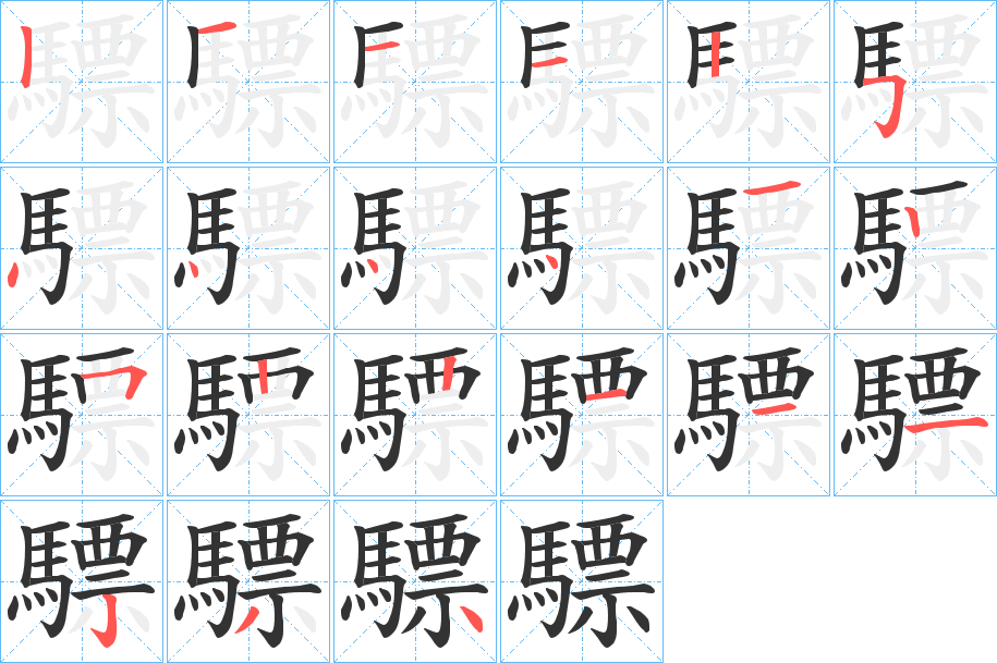 驃的笔顺分步演示图