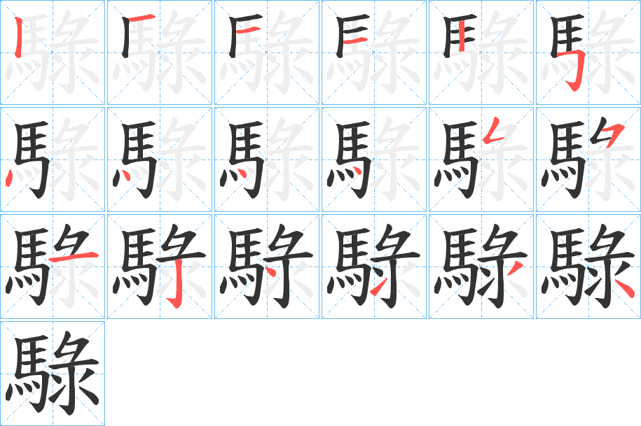 騄的笔顺分步演示图