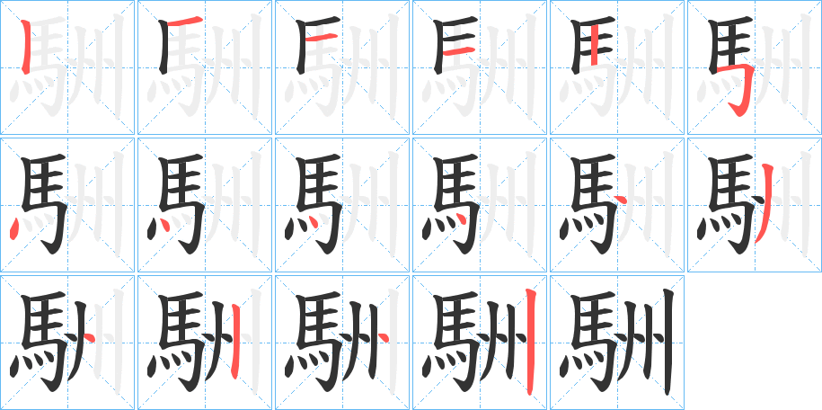 駲的笔顺分步演示图