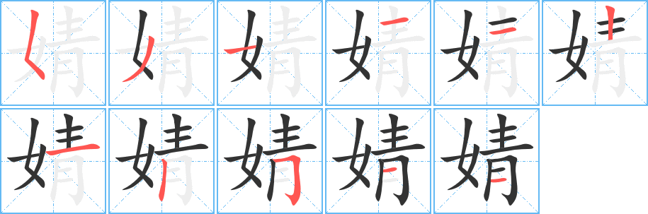 婧的笔顺分步演示图