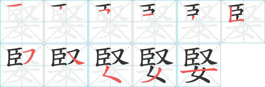 婜的笔顺分步演示图