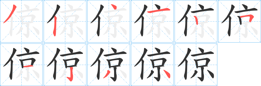 倞的笔顺分步演示图