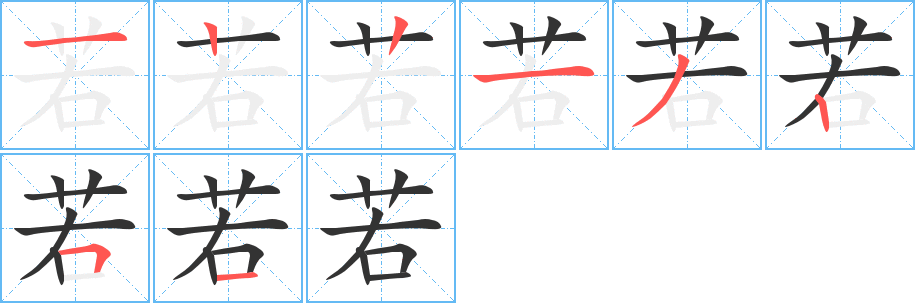 若的笔顺分步演示图