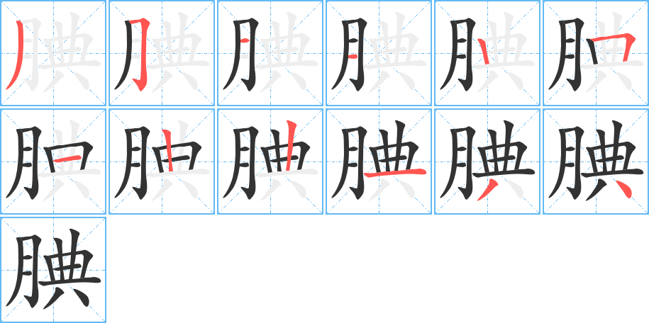 腆的笔顺分步演示图