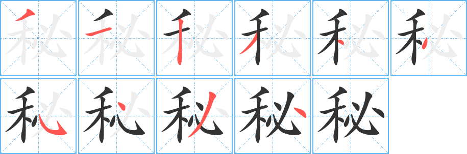 秘的笔顺分步演示图