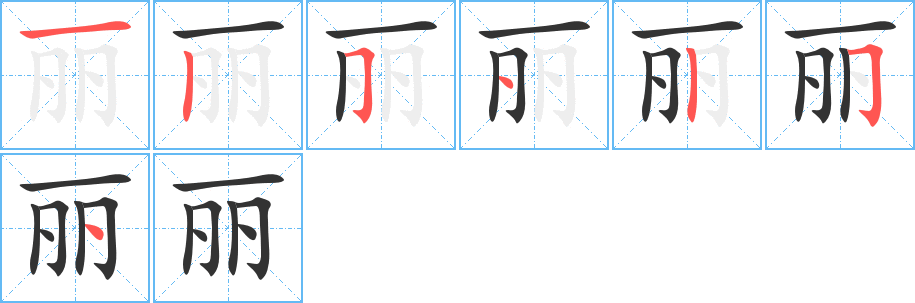 丽的笔顺分步演示图
