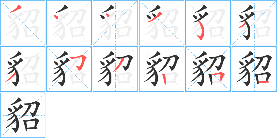 貂的笔顺分步演示图