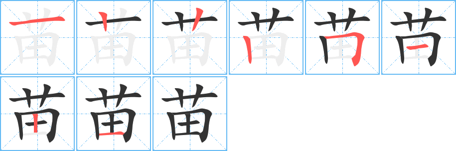 苗的笔顺分步演示图