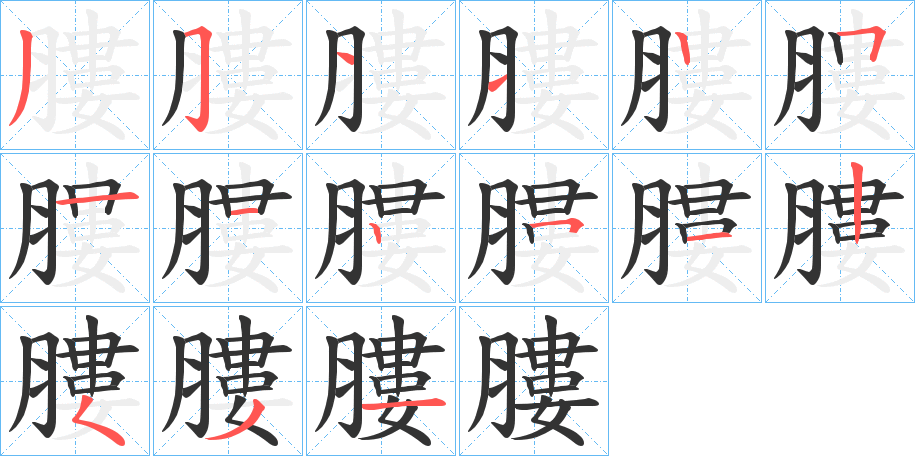 膢的笔顺分步演示图