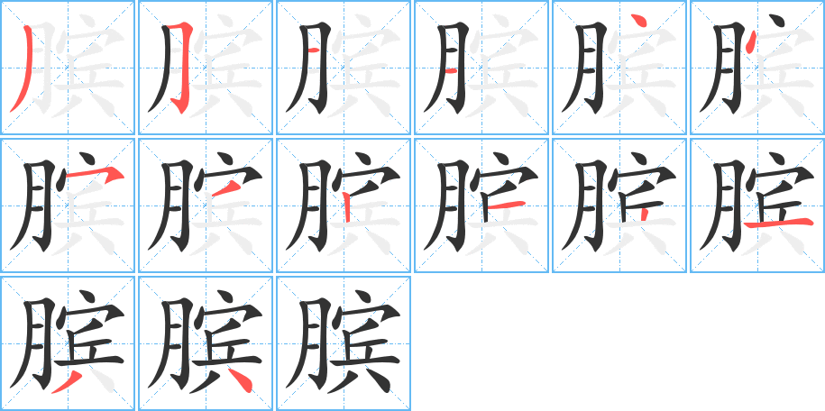膑的笔顺分步演示图