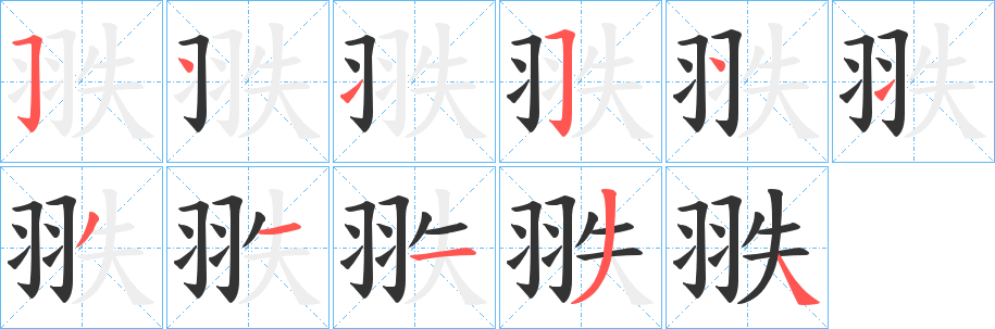 翐的笔顺分步演示图