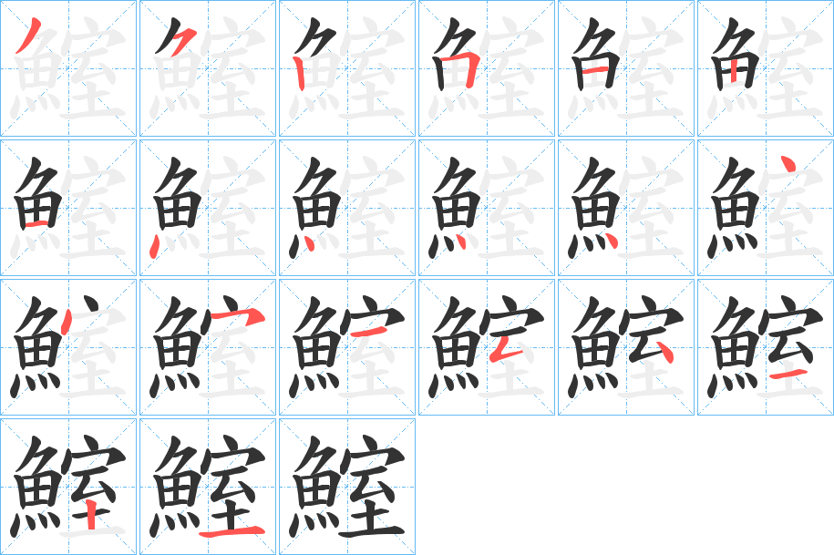 鰘的笔顺分步演示图