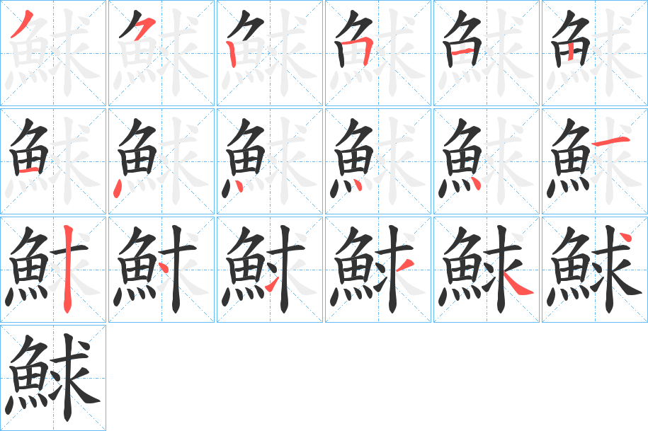 鯄的笔顺分步演示图