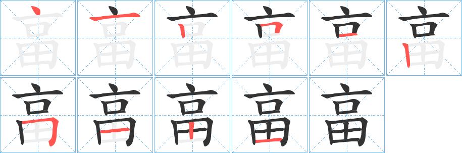 畗的笔顺分步演示图