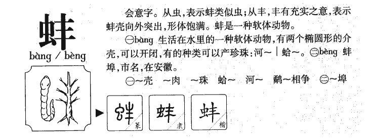 蚌字字源字形