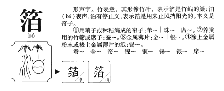 箔字字源字形