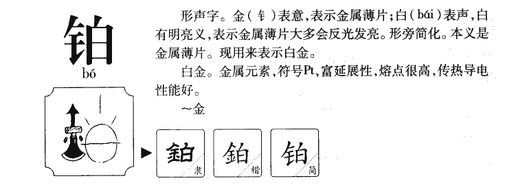 铂字字源字形