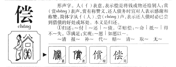 偿字字源字形