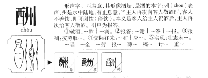 酬字字源字形