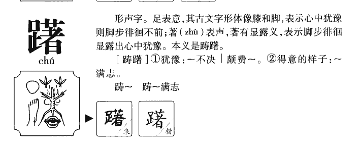 躇字字源字形