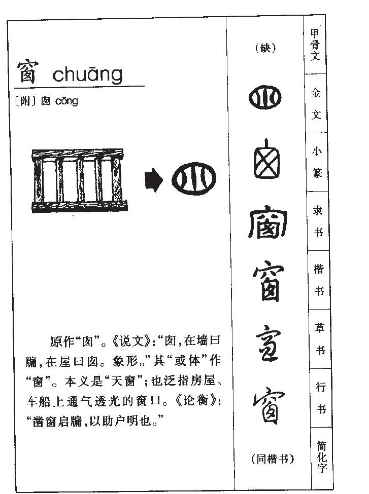 窗字字源字形