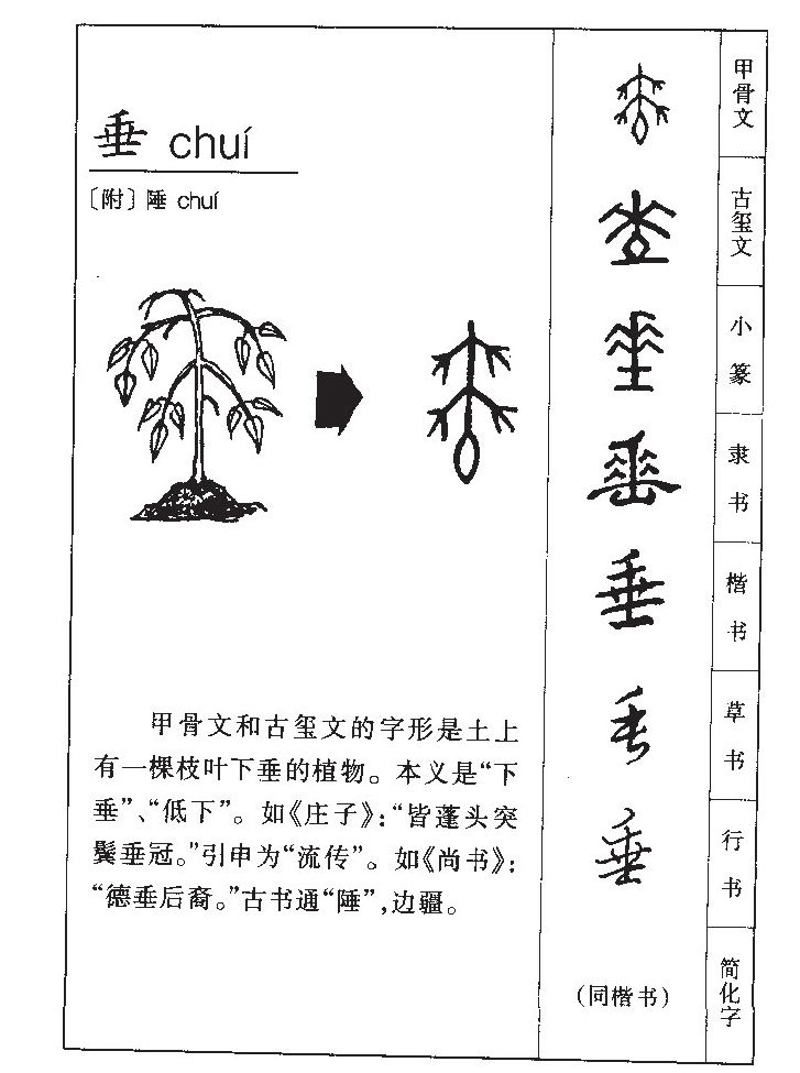 垂字字源字形