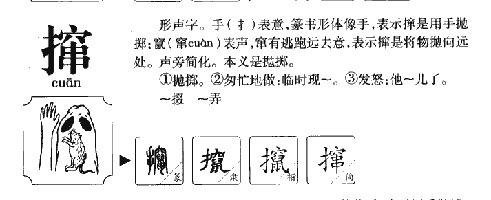 撺字字源字形