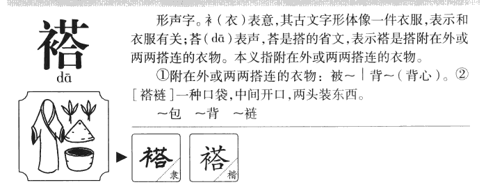 褡字字源字形