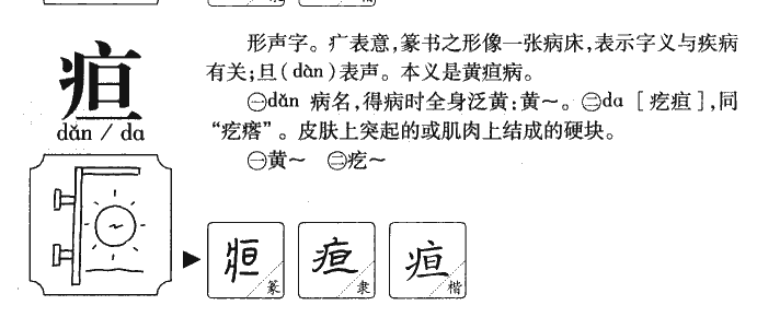 疸字字源字形