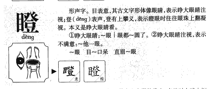瞪字字源字形