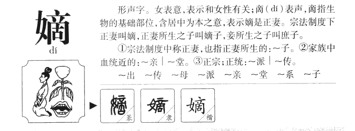 嫡字字源字形
