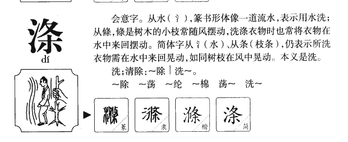 涤字字源字形