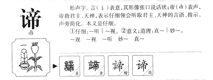 谛字字源字形