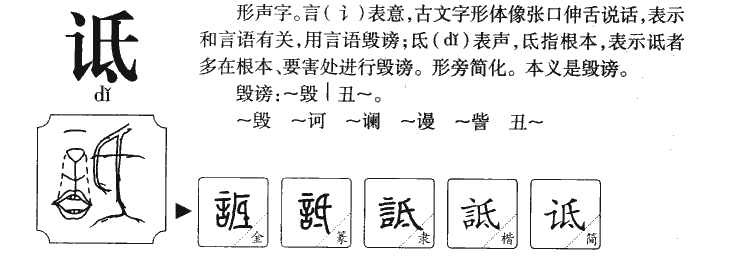诋字字源字形
