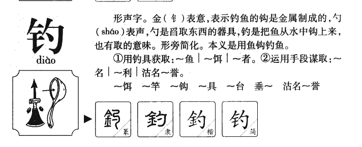 钓字字源字形
