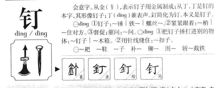 钉字字源字形