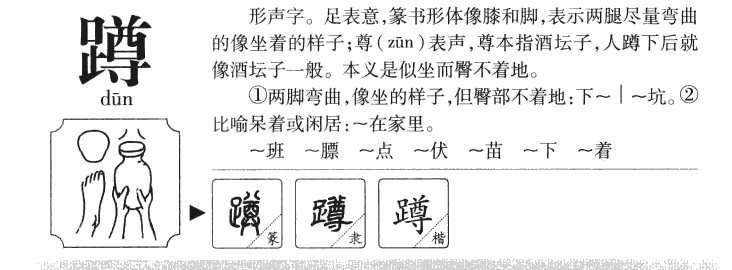 蹲字字源字形