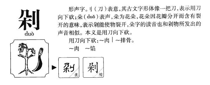 剁字字源字形