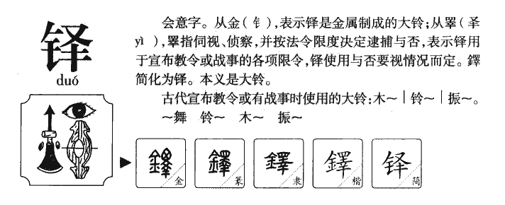 铎字字源字形