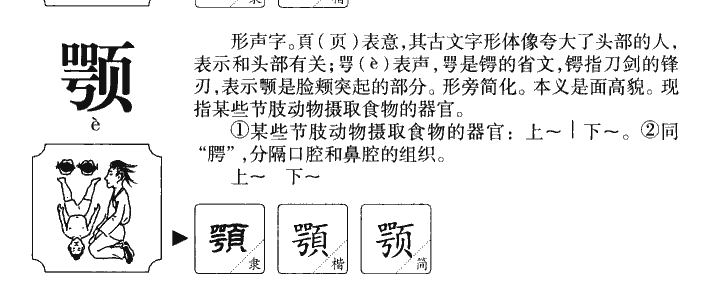 颚字字源字形