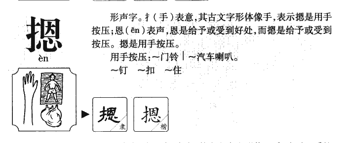 摁字字源字形