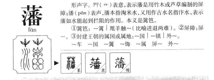 藩字字源字形