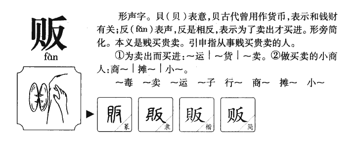贩字字源字形