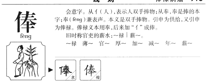 俸字字源字形