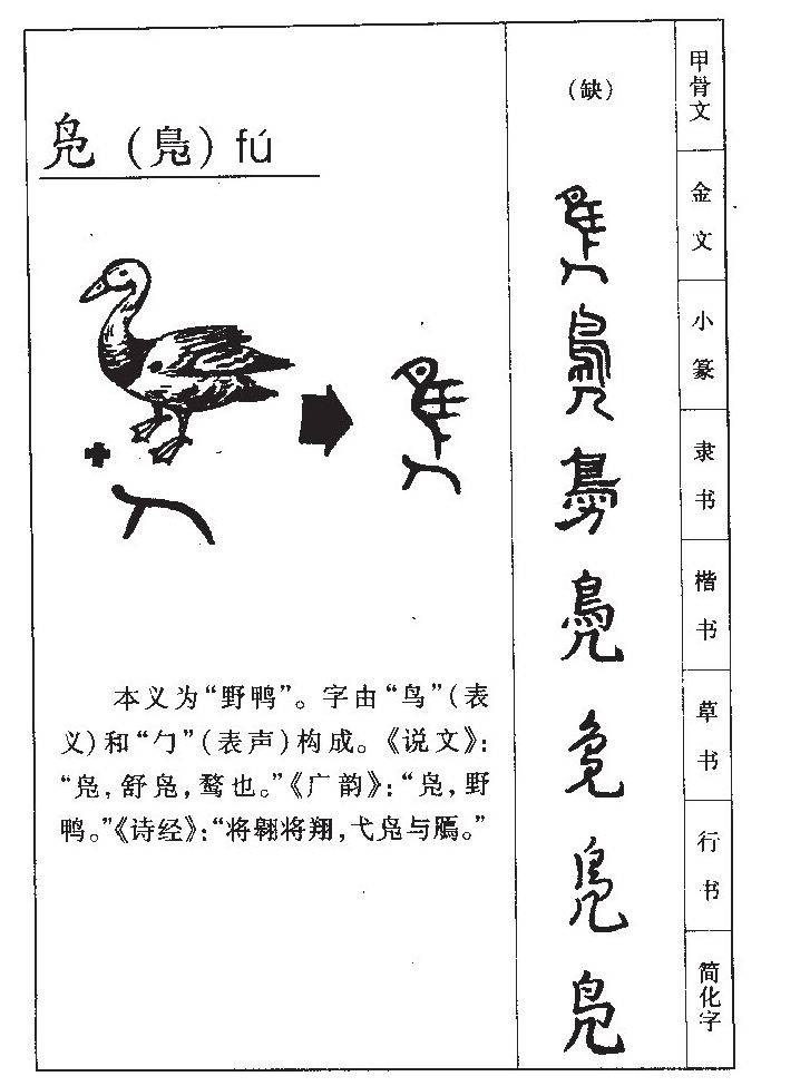 凫字字源字形