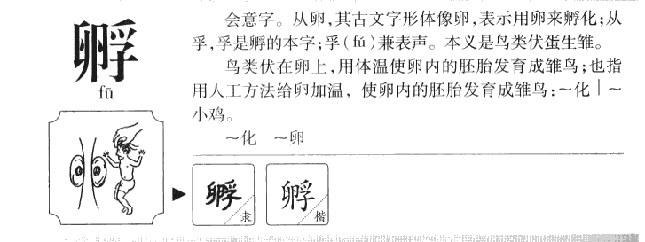孵字字源字形